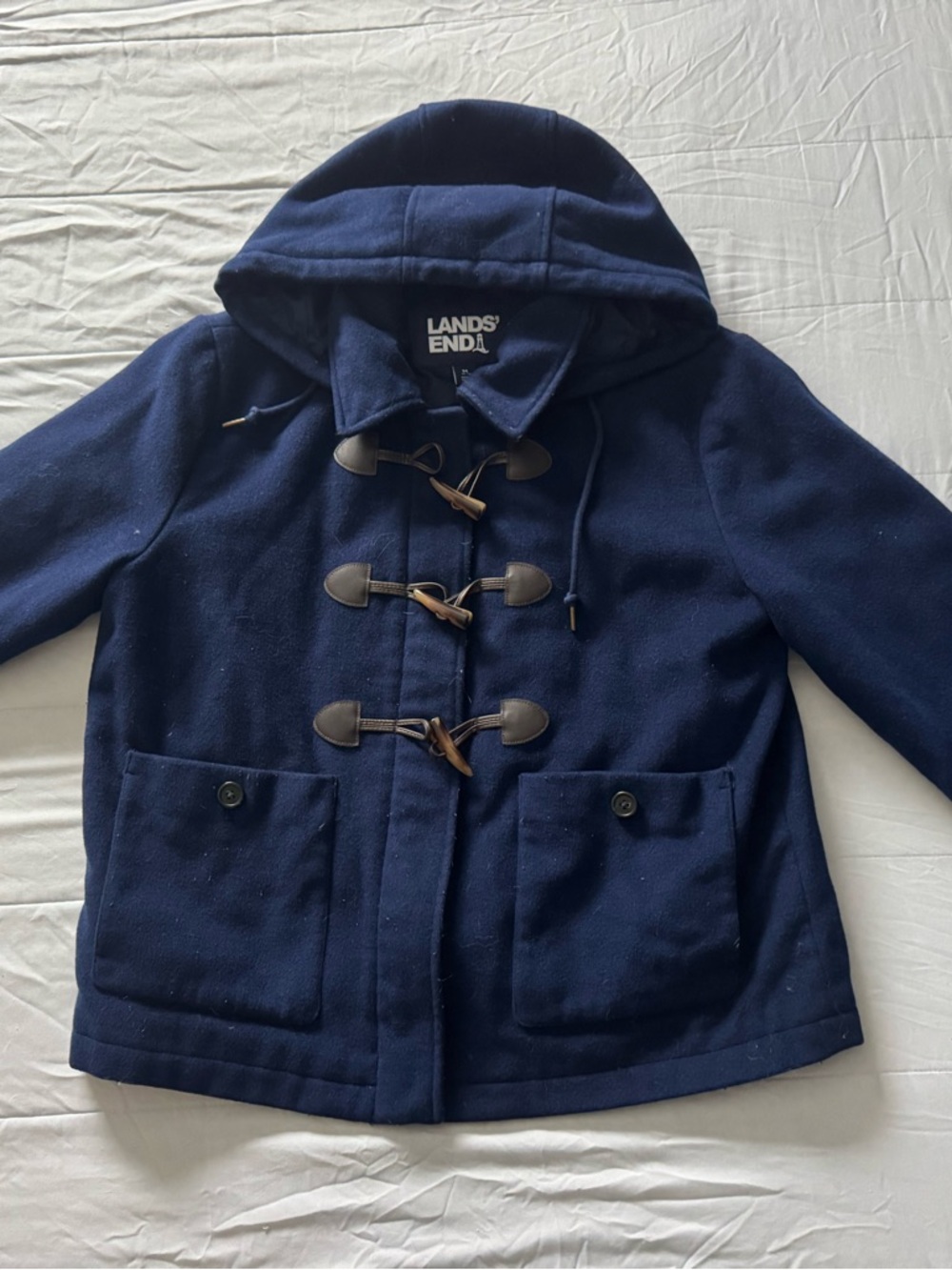 Lands' End wool pea coat with toggle buttons